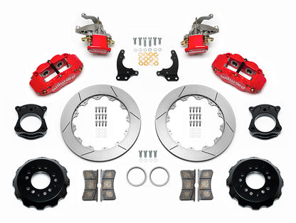 88-96 CORVETTE DISC BRAKE KIT,FRONT & REAR,LINES,13",RED CALIPERS