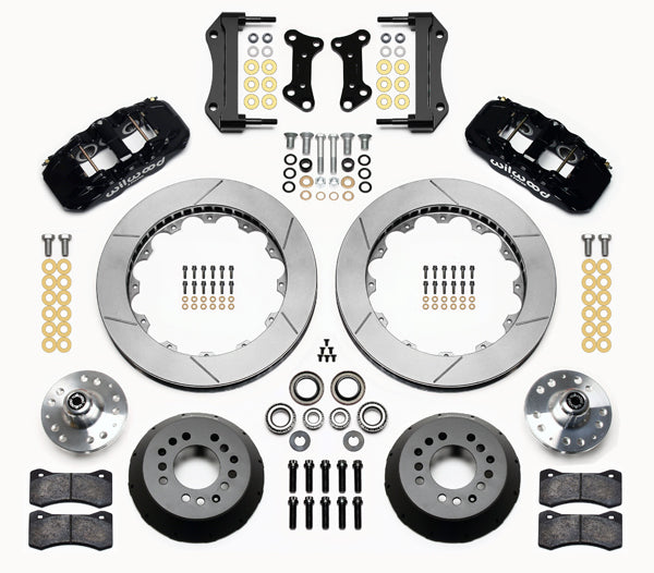 64-74 GM FRONT DISC BRAKE KIT,15" ROTORS,6 PISTON AERO6 BLACK CALIPERS
