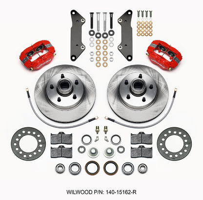 57-60 CADILLAC KIT,FRONT,1.29" X 11.88" ROTORS,RED CALIPERS