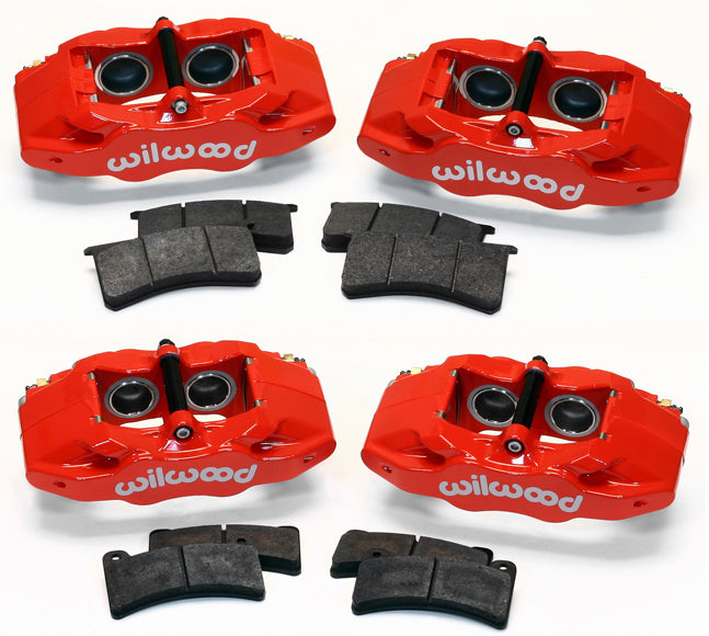 97-13 CORVETTE C5,C6 FRONT & REAR 4 PISTON CALIPER & PAD SET,RED