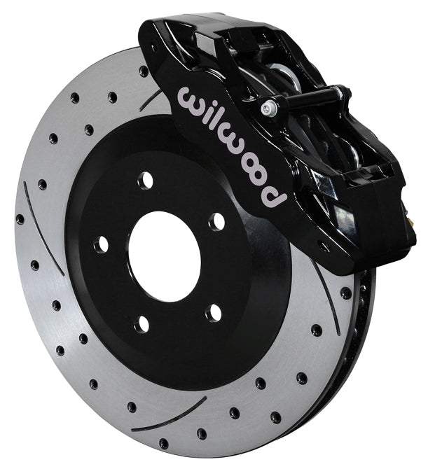 97-13 CORVETTE C5,C6 FRONT 4 PISTON CALIPER, PAD & DRILLED 12.8" ROTOR SET,BLACK