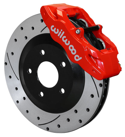 97-13 CORVETTE C5,C6 FRONT 4 PISTON CALIPER, PAD & DRILLED 12.8" ROTOR SET,RED