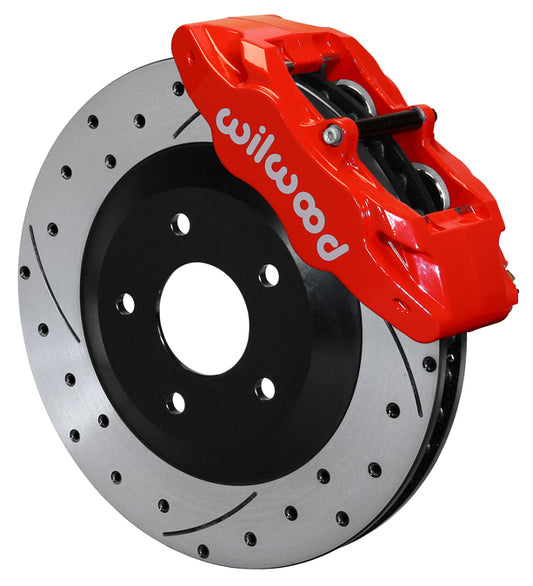 97-13 CORVETTE C5,C6 FRONT 4 PISTON CALIPER, PAD & DRILLED 12.8" ROTOR SET,RED