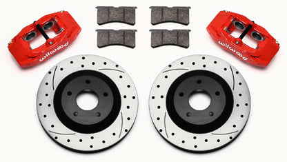 97-13 CORVETTE C5,C6 FRONT 4 PISTON CALIPER, PAD & DRILLED 12.8" ROTOR SET,RED