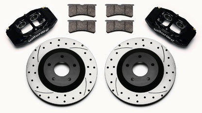 97-13 CORVETTE C5,C6 FRONT 4 PISTON CALIPER, PAD & DRILLED 12.8" ROTOR SET,BLACK