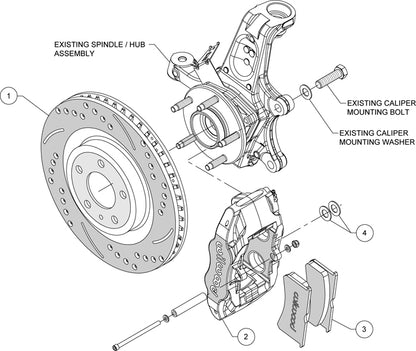 97-13 CORVETTE C5,C6 FRONT & REAR 4 PISTON CALIPER,PAD & DRILLED ROTOR SET,BLACK