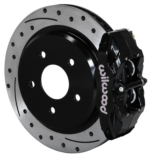 97-13 CORVETTE C5,C6 REAR 4 PISTON CALIPER, PAD & DRILLED 12" ROTOR SET,BLACK