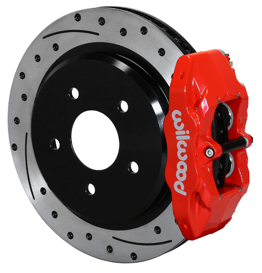 97-13 CORVETTE C5,C6 REAR 4 PISTON CALIPER, PAD & DRILLED 12" ROTOR SET,RED