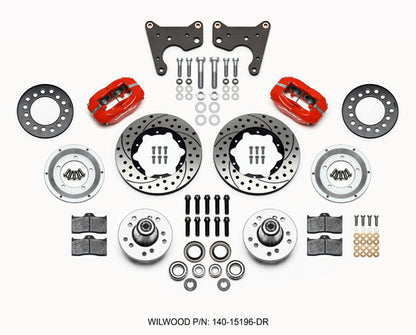 65-72 CDP C-BODY W/DRUMS FULL DISC BRAKE KIT,11" DRILLED ROTORS,RED