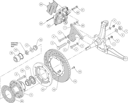 65-72 CDP C-BODY W/DRUMS FULL DISC BRAKE KIT,11" DRILLED ROTORS,RED