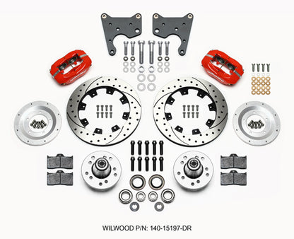 65-72 CDP C-BODY W/DRUMS FULL DISC BRAKE KIT,12" DRILLED ROTORS,RED