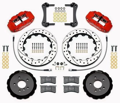 14-17 MINI COOPER FULL DISC BRAKE KIT,13/12" DRILLED ROTORS,RED CALIPERS