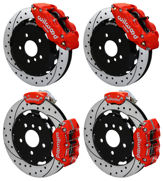 14-17 MINI COOPER FULL DISC BRAKE KIT,13/12" DRILLED ROTORS,RED CALIPERS