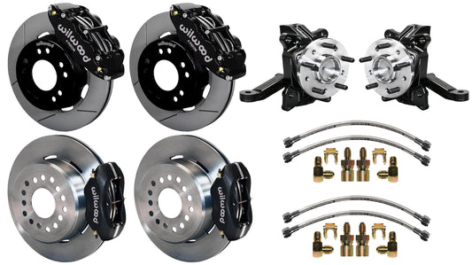 63-70 CHEVY C10 FULL DISC BRAKE KIT & WILWOOD ALUM DROP SPINDLES,12" ROTORS,BLCK