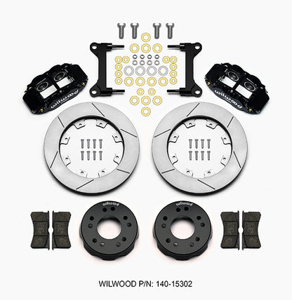 71-87 CHEVY C10 FULL DISC BRAKE KIT & WILWOOD ALUM DROP SPINDLES,12" ROTORS,BLCK