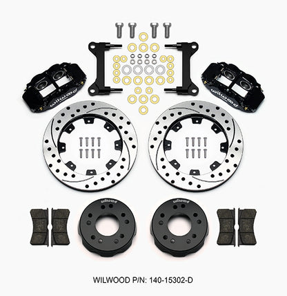 63-70 CHEVY C10 FRONT DISC BRAKE KIT & WILWOOD ALUM DROP SPINDLES,12" DRILL,BLCK
