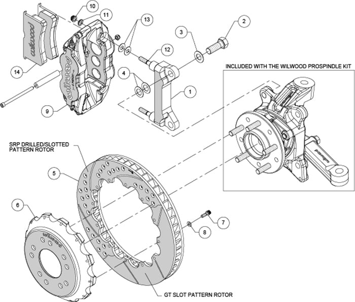 63-70 CHEVY C10 FRONT DISC BRAKE KIT & WILWOOD ALUM DROP SPINDLES,13" DRILL,BLCK