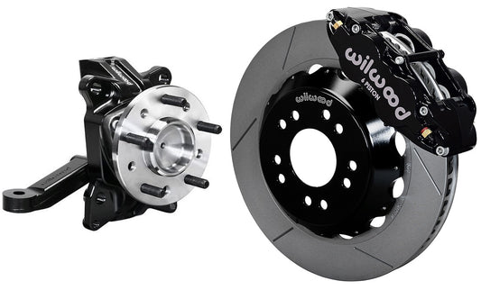 63-70 CHEVY C10 FRONT DISC BRAKE KIT & WILWOOD ALUM DROP SPINDLES,14" ROTORS,BLK