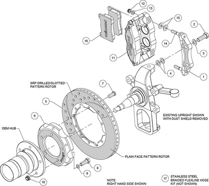 61-68 JAGUAR KIT,FRONT,11" DRILLED,RED,LINES