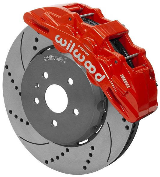 16-19 CAMARO,FRONT,15" ONE-PIECE DRILLED ROTORS,SX6R CALIPERS,RED