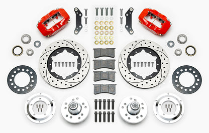 65-72 CDP A-BODY W/DISC SPINDLES FULL DISC BRAKE KIT,11" DRILLED ROTORS,RED