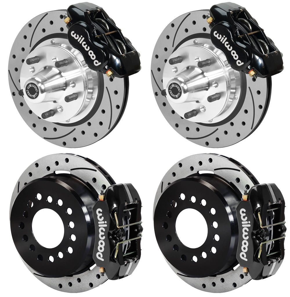 65-72 CDP A-BODY W/DISC SPINDLES FULL DISC BRAKE KIT,11" DRILLED ROTORS,BLACK
