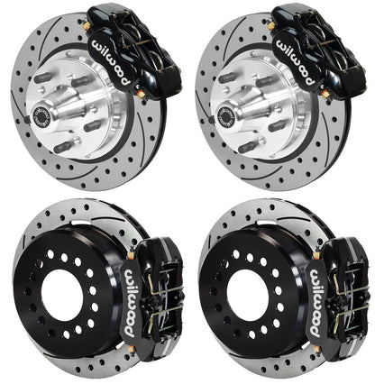65-72 CDP A-BODY W/DISC SPINDLES FULL DISC BRAKE KIT,11" DRILLED ROTORS,BLACK