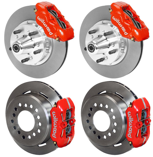 65-72 CDP A-BODY W/DISC SPINDLES FULL DISC BRAKE KIT,11" ROTORS,RED CALIPERS