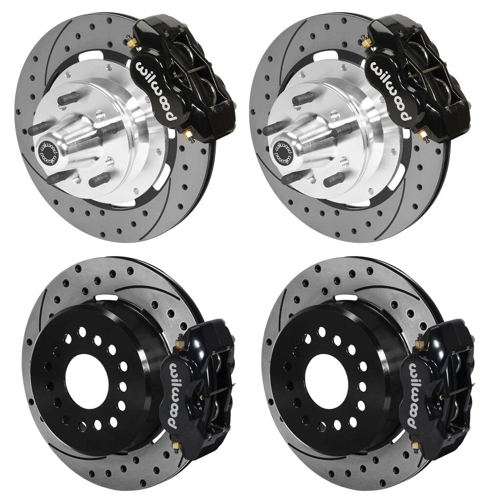 65-72 CDP A-BODY W/DISC SPINDLES FULL DISC BRAKE KIT,12" DRILLED ROTORS,BLACK