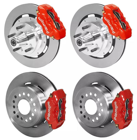65-72 CDP A-BODY W/DISC SPINDLES FULL DISC BRAKE KIT,12" ROTORS,RED CALIPERS