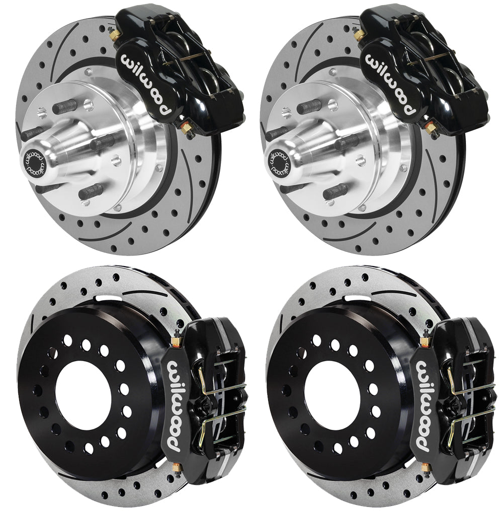 73-83 CDP W/DISC SPINDLES FULL DISC BRAKE KIT,11" DRILLED ROTORS,BLACK