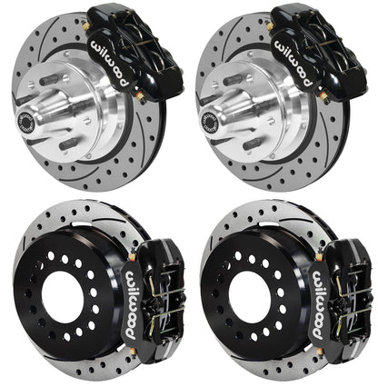 73-83 CDP W/DISC SPINDLES FULL DISC BRAKE KIT,11" DRILLED ROTORS,BLACK