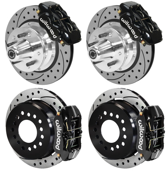 73-83 CDP W/DISC SPINDLES FULL DISC BRAKE KIT,11" DRILLED ROTORS,BLACK