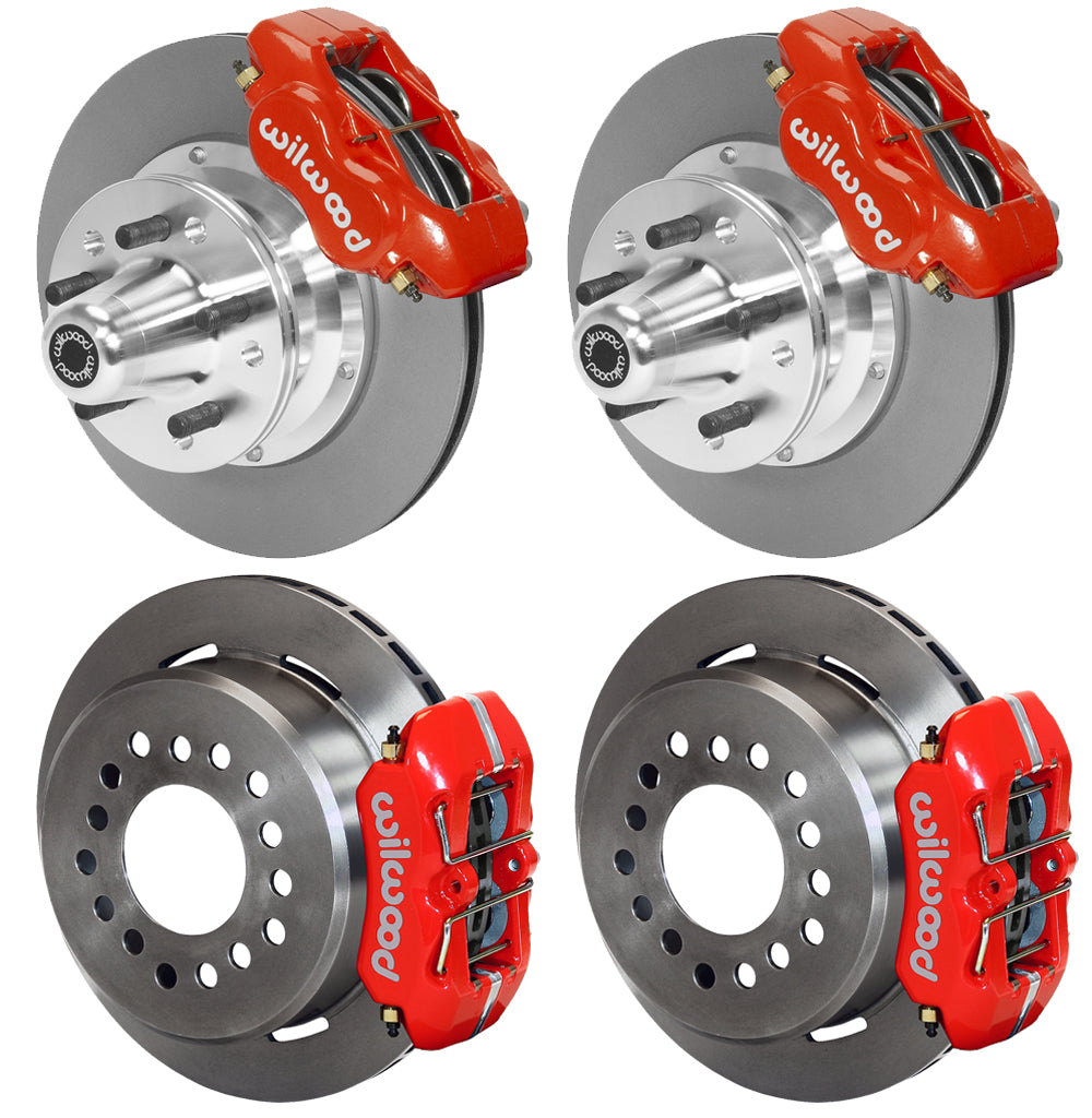 73-83 CDP W/DISC SPINDLES FULL DISC BRAKE KIT,11" ROTORS,RED CALIPERS