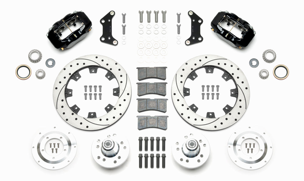 73-83 CDP W/DISC SPINDLES FULL DISC BRAKE KIT,12" DRILLED ROTORS,BLACK