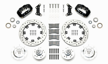 73-83 CDP W/DISC SPINDLES FULL DISC BRAKE KIT,12" DRILLED ROTORS,BLACK