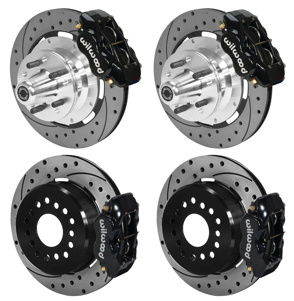 73-83 CDP W/DISC SPINDLES FULL DISC BRAKE KIT,12" DRILLED ROTORS,BLACK
