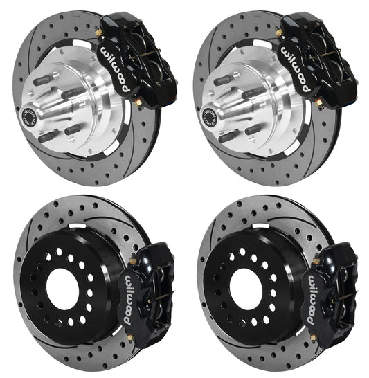 73-83 CDP W/DISC SPINDLES FULL DISC BRAKE KIT,12" DRILLED ROTORS,BLACK