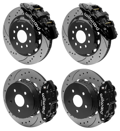 18-21 WRANGLER JL FULL DISC BRAKE KIT,14" DRILLED ROTORS,BLACK CALIPERS