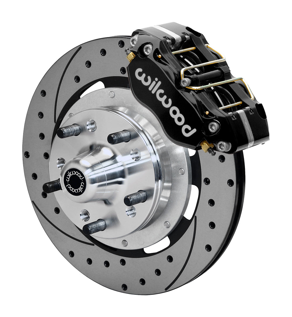 64-74 GM FRONT DISC BRAKE KIT FOR WILWOOD PRO SPINDLES,11.75" DRILLED ROTORS,BLK