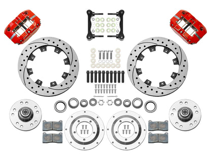 64-74 GM FRONT DISC BRAKE KIT FOR WILWOOD PRO SPINDLES,11.75" DRILLED ROTORS,RED