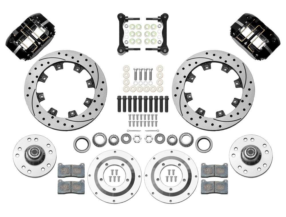 64-74 GM FRONT DISC BRAKE KIT FOR WILWOOD PRO SPINDLES,11.75" DRILLED ROTORS,BLK