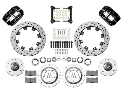 64-74 GM FRONT DISC BRAKE KIT FOR WILWOOD PRO SPINDLES,11.75" DRILLED ROTORS,BLK
