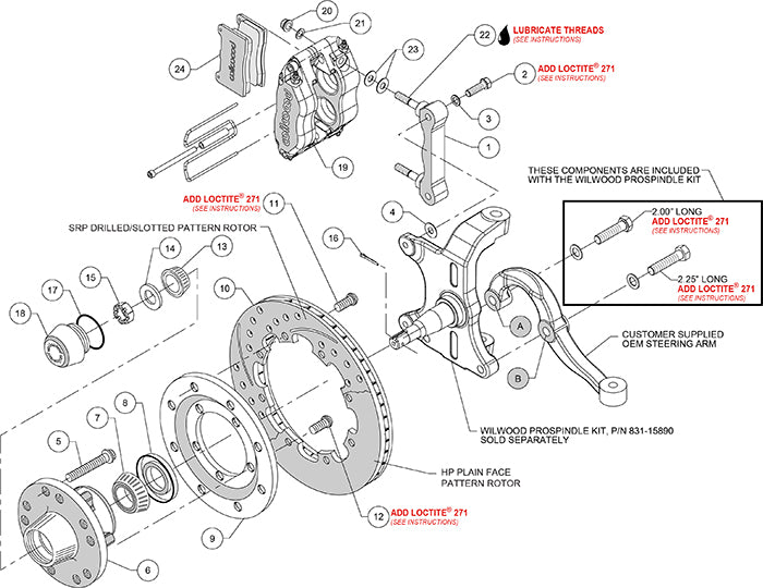 64-74 GM FRONT DISC BRAKE KIT FOR WILWOOD PRO SPINDLES,11.75" ROTORS,BLACK