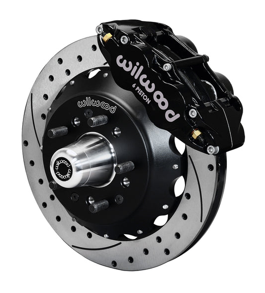 64-74 GM FRONT DISC BRAKE KIT FOR WILWOOD PRO SPINDLES,13" DRILLED ROTORS,BLACK