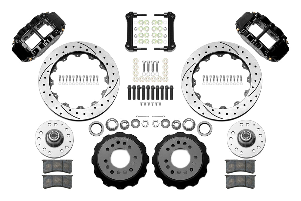 64-74 GM FRONT DISC BRAKE KIT FOR WILWOOD PRO SPINDLES,13" DRILLED ROTORS,BLACK