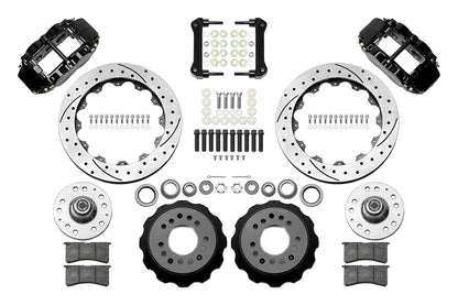 64-74 GM FRONT DISC BRAKE KIT FOR WILWOOD PRO SPINDLES,13" DRILLED ROTORS,BLACK