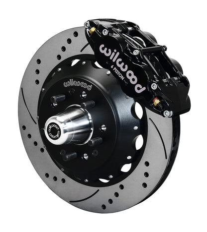 64-74 GM FRONT DISC BRAKE KIT FOR WILWOOD PRO SPINDLES,14" DRILLED ROTORS,BLACK