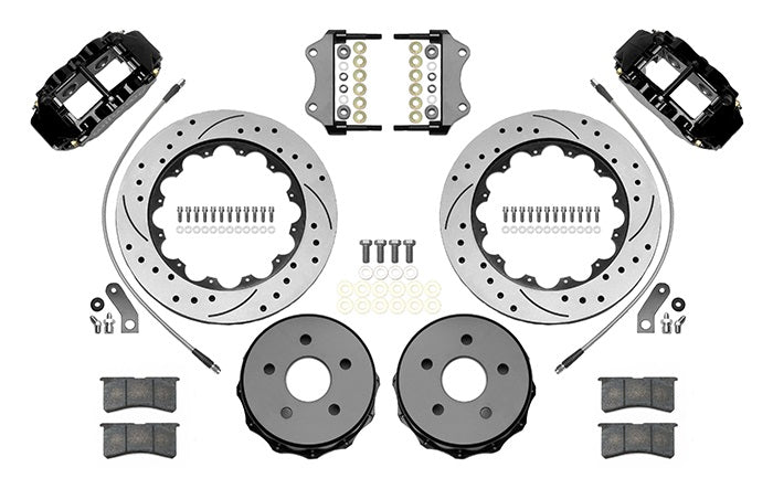 18-21 WRANGLER JL FULL DISC BRAKE KIT,14" DRILLED ROTORS,BLACK CALIPERS