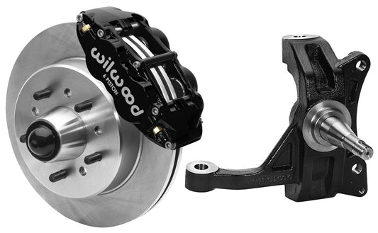 63-70 CHEVY C10 FRONT DISC BRAKE KIT & WILWOOD IRON DROP SPINDLES,12" ROTORS,BLK